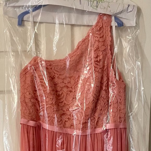 David's Bridal Bridesmaid Dress Long One Shoulder Lace Parfait Size 20 - Picture 1 of 2